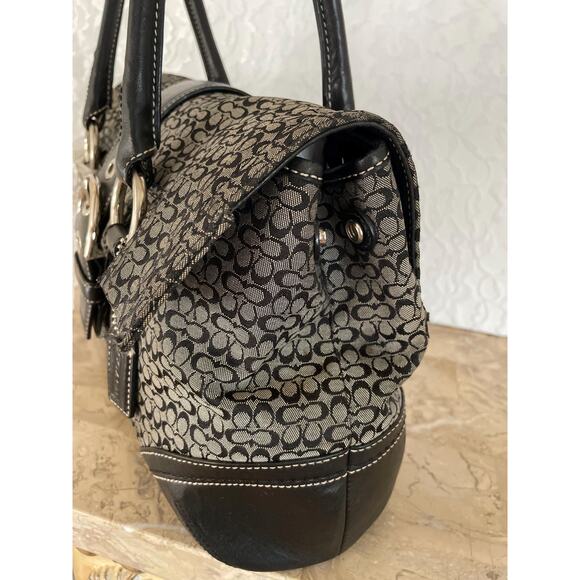 Coach SOHO Signature C Canvas Leather black Shoulder bag HandBag F10929 - Picture 4 of 10